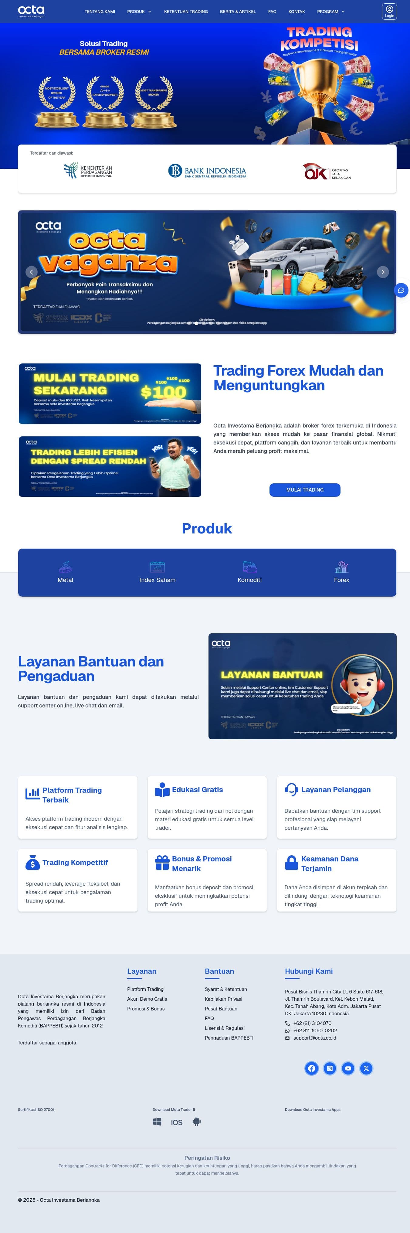 Homepage of octa.co.id as we captured it