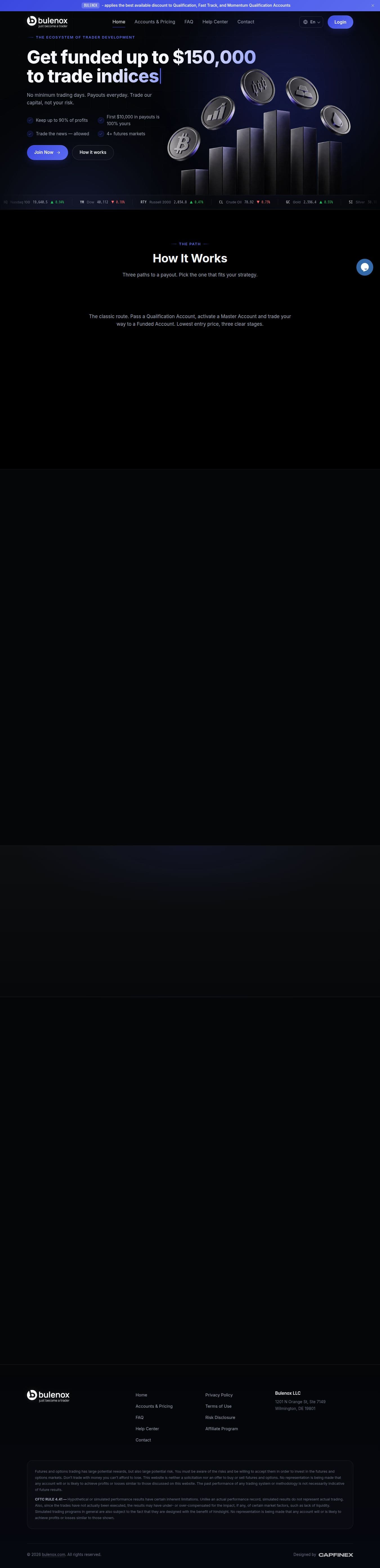 Homepage of bulenox.com as we captured it