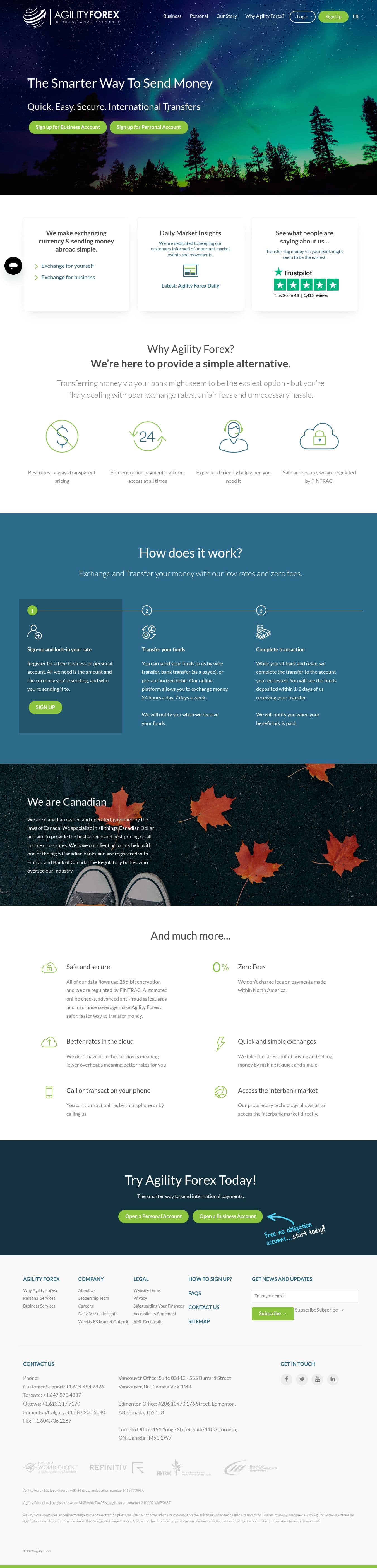 Homepage of agilityforex.com as we captured it
