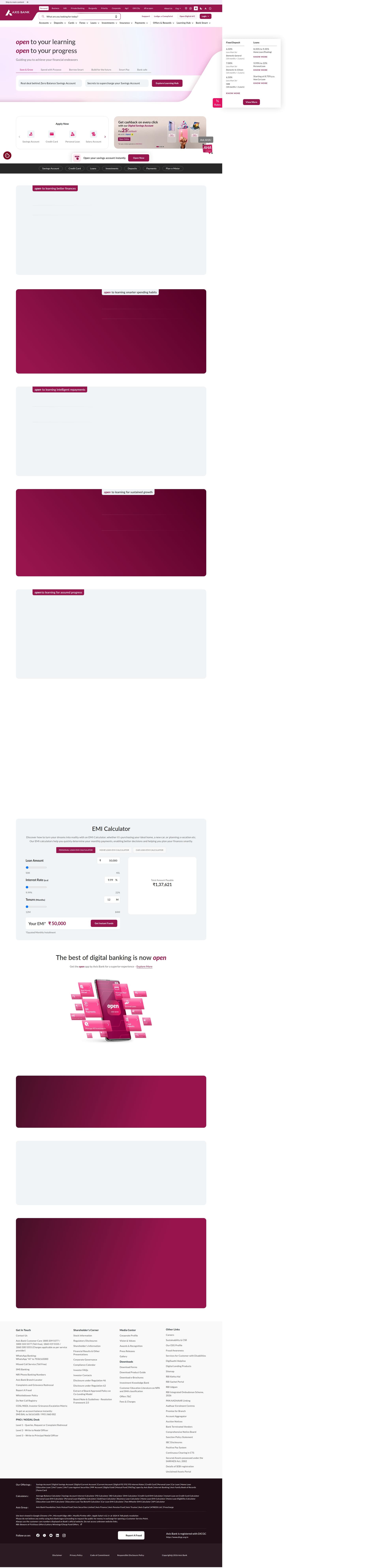Homepage of axisbank.com as we captured it