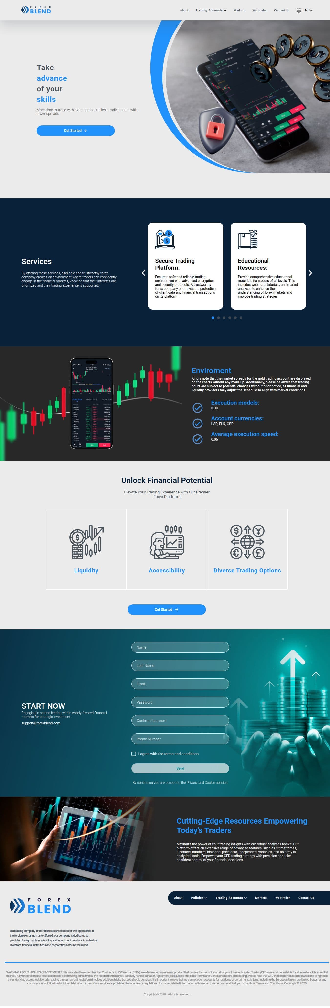 Homepage of forexblend.com as we captured it
