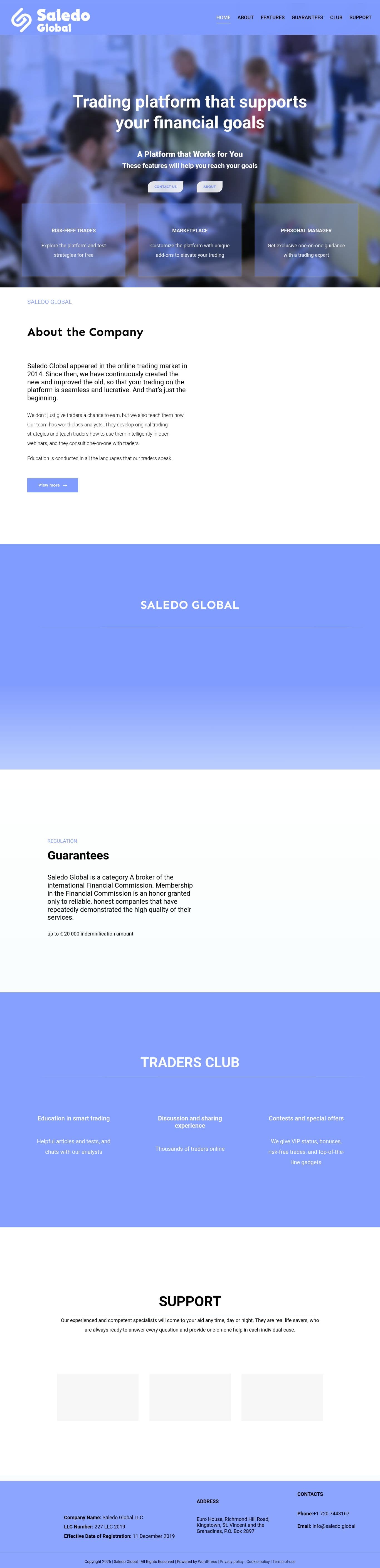 Homepage of saledo.global as we captured it