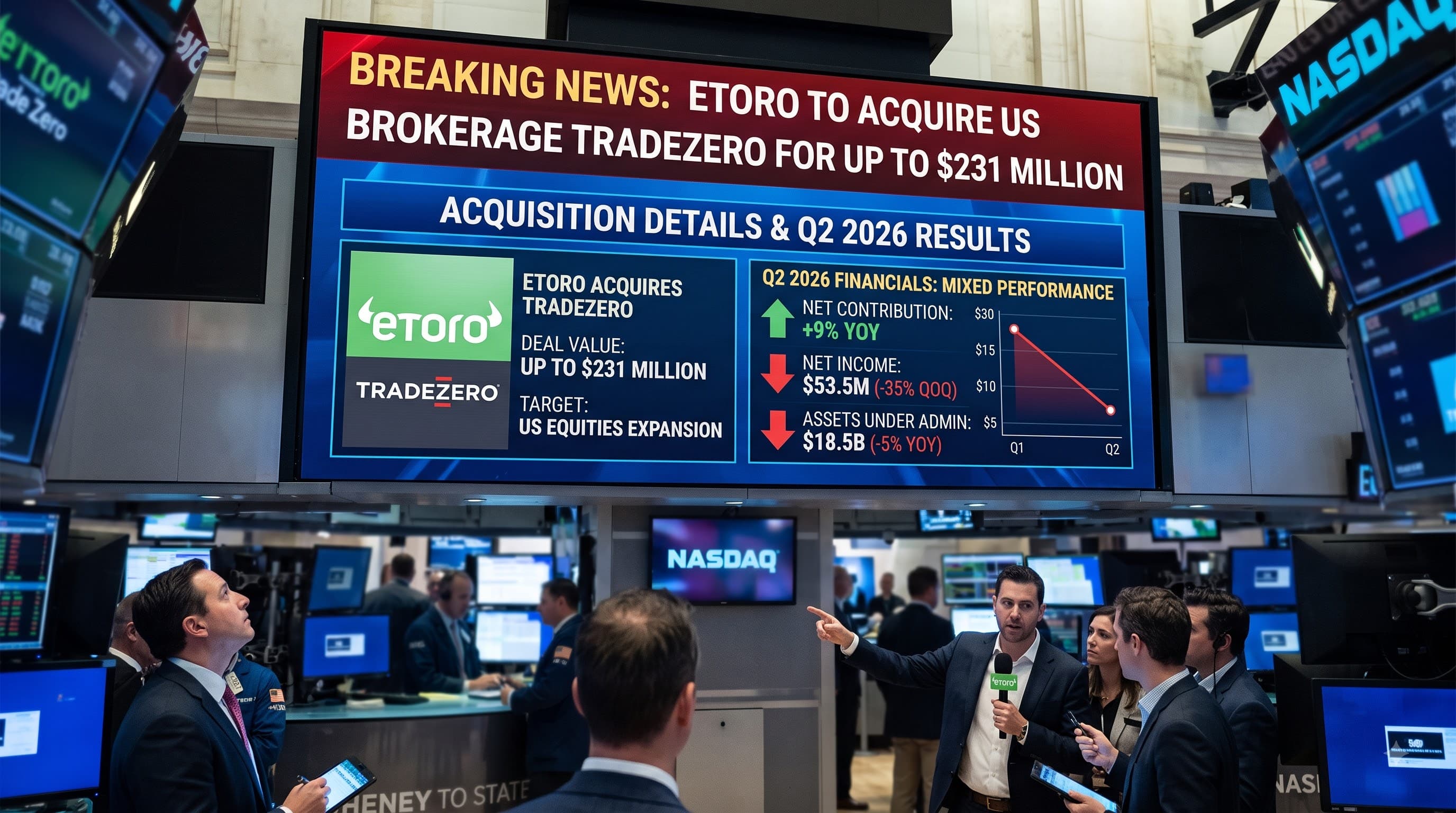 eToro to Acquire TradeZero for Up to $231 Million as Q2 Earnings Show Mixed Trends